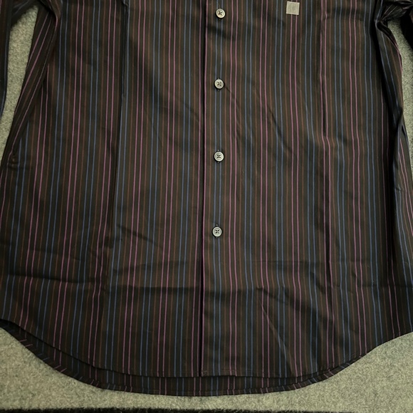 EXPRESS Modern Fit Black Vertical Stripes Stretch L/S Button-Up Shirt SMALL NWT - Picture 3 of 14